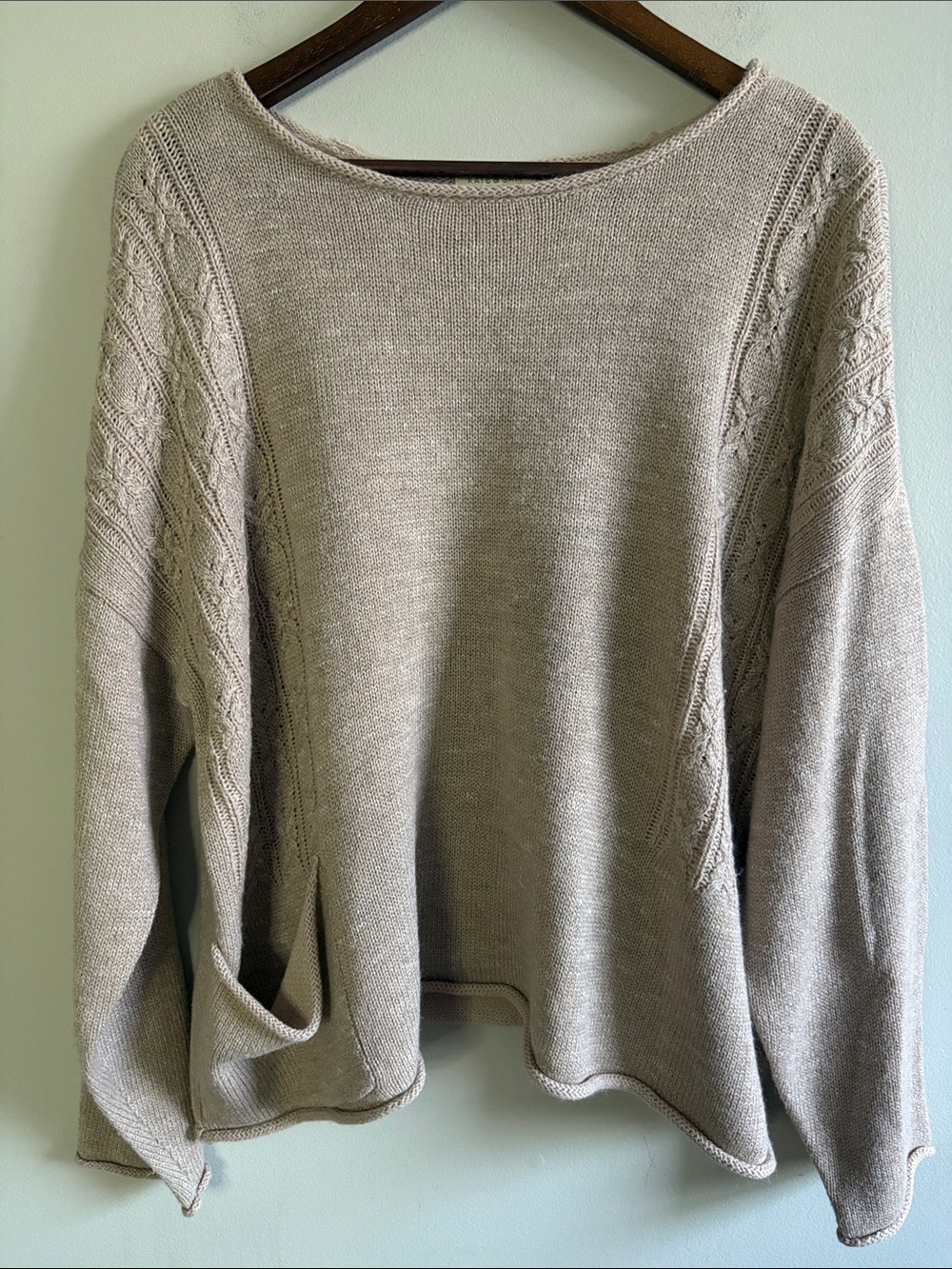 Kate & Sam XXL Beige Cable Knit Pullover Sweater Boho Oversized